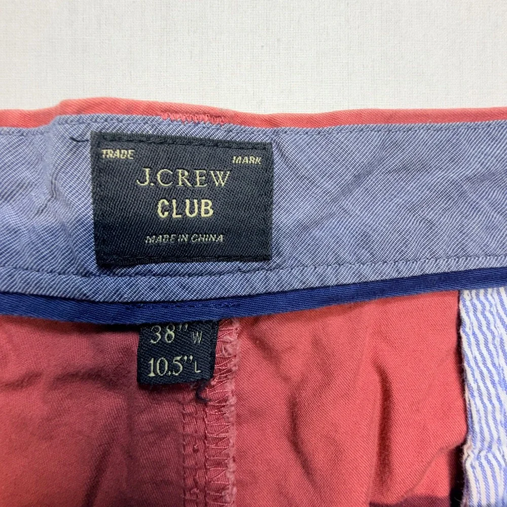 J Crew Club‎ Men's Orange Chino Shorts Size 38W 10.5L Flat Front Casual Summer